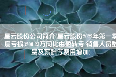 星云股份公司简介(星云股份2022年第一季度亏损3200.23万同比由盈转亏 销售人员数量及薪酬等费用增加)