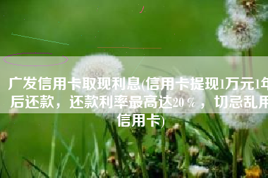 广发信用卡取现利息(信用卡提现1万元1年后还款，还款利率最高达20％，切忌乱用信用卡)