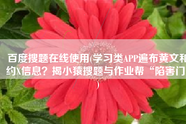 百度搜题在线使用(学习类APP遍布黄文和约X信息？揭小猿搜题与作业帮“陷害门”)