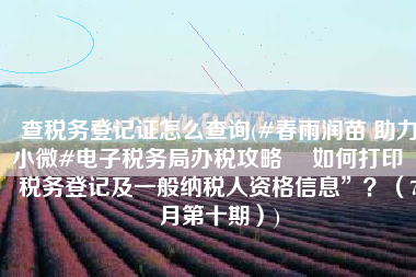 查税务登记证怎么查询(#春雨润苗 助力小微#电子税务局办税攻略 ▏如何打印“税务登记及一般纳税人资格信息”？（7月第十期）)
