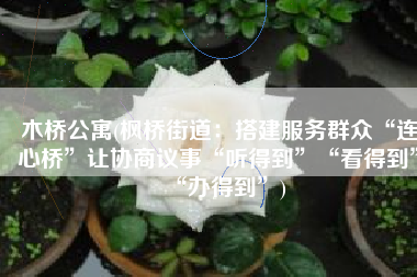 木桥公寓(枫桥街道：搭建服务群众“连心桥”让协商议事“听得到”“看得到”“办得到”)