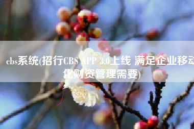 cbs系统(招行CBS APP 3.0上线 满足企业移动化财资管理需要)