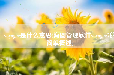 voyager是什么意思(海图管理软件voyager7的简单概述)