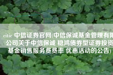 citic 中信证券官网(中信保诚基金管理有限公司关于中信保诚 稳鸿债券型证券投资基金销售服务费费率 优惠活动的公告)