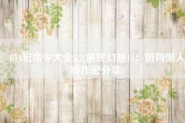 ff14宏命令大全5.2(最终幻想14：奶妈懒人操作宏分享)