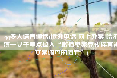 qq多人语音通话(境外电话 网上办案 哈尔滨一女子差点掉入“散播奥密克戎谣言被立案调查的圈套”)
