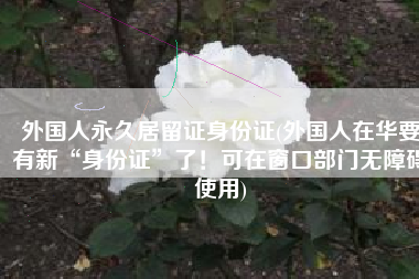 外国人永久居留证身份证(外国人在华要有新“身份证”了！可在窗口部门无障碍使用)