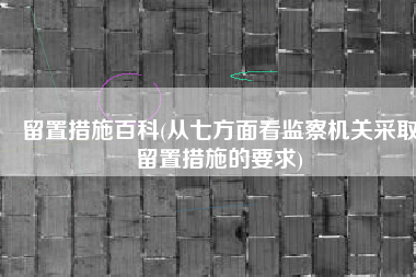 留置措施百科(从七方面看监察机关采取留置措施的要求)