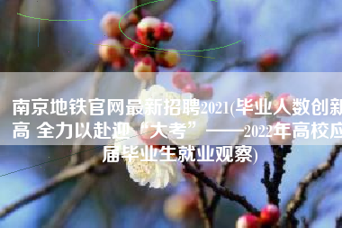 南京地铁官网最新招聘2021(毕业人数创新高 全力以赴迎“大考”——2022年高校应届毕业生就业观察)