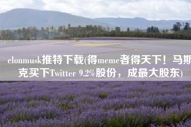 elonmusk推特下载(得meme者得天下！马斯克买下Twitter 9.2%股份，成最大股东)