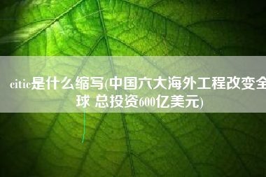 citic是什么缩写(中国六大海外工程改变全球 总投资600亿美元)