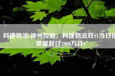 科捷物流(神州控股：科捷物流双11当日接单量超过2000万件)