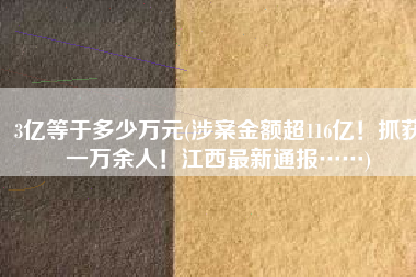 3亿等于多少万元(涉案金额超116亿！抓获一万余人！江西最新通报……)