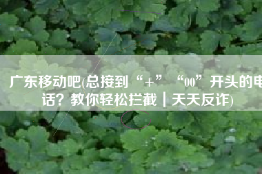 广东移动吧(总接到“+”“00”开头的电话？教你轻松拦截｜天天反诈)