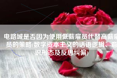 电路城是否因为使用低薪雇员代替高薪雇员的策略(数字资本主义的话语逻辑、意识形态及反思纠偏)