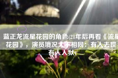 蓝正龙流星花园的角色(21年后再看《流星花园》，演员境况大不相同：有人去世，有人入狱)