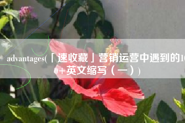 advantages(「速收藏」营销运营中遇到的100+英文缩写（一）)