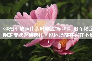 SSG冠军皮肤什么时候返场(LOL：冠军精选限定皮肤返场统计，能返场都其实并不多)