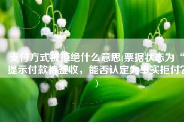 支付方式被拒绝什么意思(票据状态为“提示付款待签收，能否认定为事实拒付？)