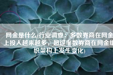 网金是什么(行业调查：多数券商在网金上投入越来越多，超过半数券商在网金组织架构上发生变化)