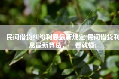 民间借贷纠纷利息最新规定(民间借贷利息最新算法，一看就懂)