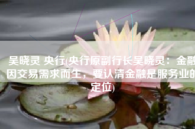 吴晓灵 央行(央行原副行长吴晓灵：金融因交易需求而生，要认清金融是服务业的定位)