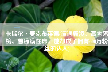 卡瑞尔·麦克布莱德(遭遇霸凌、高考落榜、曾瘫痪在床，她却成了拥有600万粉丝的达人)