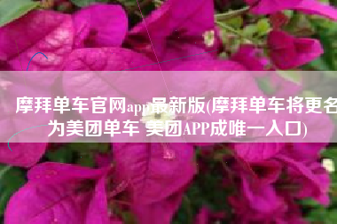摩拜单车官网app最新版(摩拜单车将更名为美团单车 美团APP成唯一入口)