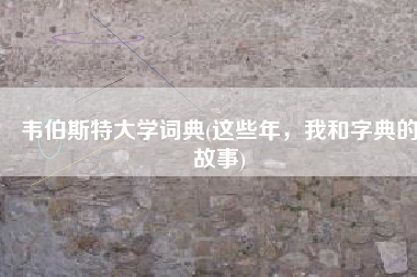 韦伯斯特大学词典(这些年，我和字典的故事)