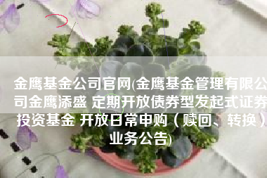 金鹰基金公司官网(金鹰基金管理有限公司金鹰添盛 定期开放债券型发起式证券投资基金 开放日常申购（赎回、转换）业务公告)