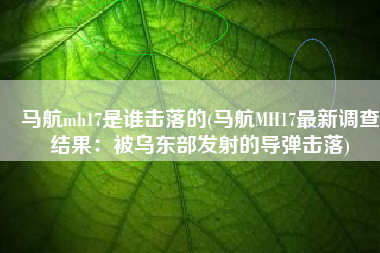 马航mh17是谁击落的(马航MH17最新调查结果：被乌东部发射的导弹击落)