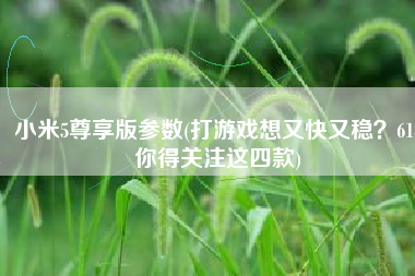 小米5尊享版参数(打游戏想又快又稳？618你得关注这四款)