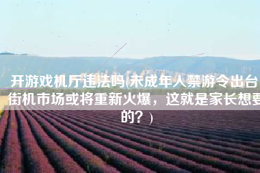 开游戏机厅违法吗(未成年人禁游令出台，街机市场或将重新火爆，这就是家长想要的？)