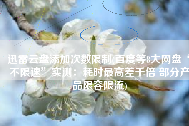 迅雷云盘添加次数限制(百度等8大网盘“不限速”实测：耗时最高差千倍 部分产品限容限流)