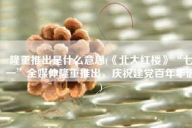 隆重推出是什么意思(《北大红楼》“七一”全媒体隆重推出，庆祝建党百年华诞)