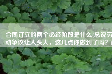 合同订立的两个必经阶段是什么(总说劳动争议让人头大，这几点你做到了吗？)