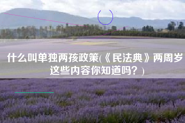 什么叫单独两孩政策(《民法典》两周岁，这些内容你知道吗？)