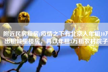 附近民房租房(疫情之下有北京人年租10万出租城里楼房，再以年租3万租农村院子)