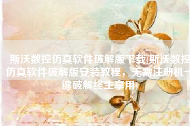 斯沃数控仿真软件破解版下载(斯沃数控仿真软件破解版安装教程，无需注册机一键破解终生享用)