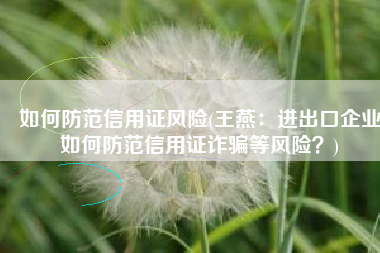 如何防范信用证风险(王燕：进出口企业如何防范信用证诈骗等风险？)