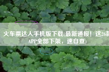 火车票达人手机版下载(最新通报！这26款APP全部下架，速自查)