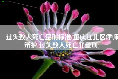 过失致人死亡量刑标准(重庆江北区律师辩护 过失致人死亡罪量刑)