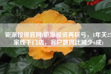 钜派投资官网(钜派投资再巨亏，1年关25家线下门店，客户数同比减少6成)