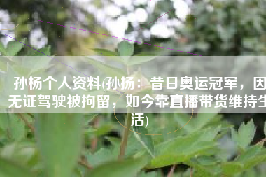 孙杨个人资料(孙扬：昔日奥运冠军，因无证驾驶被拘留，如今靠直播带货维持生活)