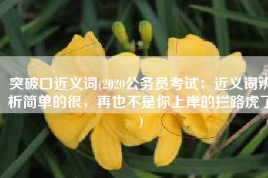 突破口近义词(2020公务员考试：近义词辨析简单的很，再也不是你上岸的拦路虎了)