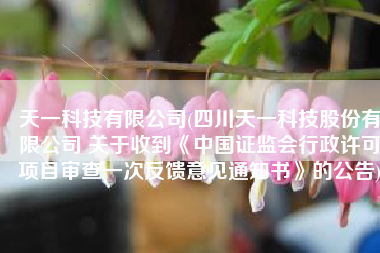 天一科技有限公司(四川天一科技股份有限公司 关于收到《中国证监会行政许可项目审查一次反馈意见通知书》的公告)