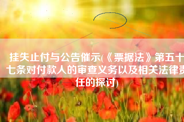 挂失止付与公告催示(《票据法》第五十七条对付款人的审查义务以及相关法律责任的探讨)