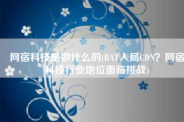 网宿科技是做什么的(BAT入局CDN？网宿科技行业地位面临挑战)