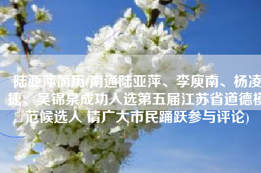陆亚萍简历(南通陆亚萍、李庾南、杨凌捷、吴锦泉成功入选第五届江苏省道德模范候选人 请广大市民踊跃参与评论)