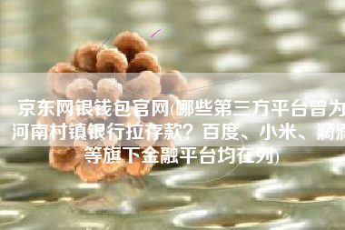 京东网银钱包官网(哪些第三方平台曾为河南村镇银行拉存款？百度、小米、滴滴等旗下金融平台均在列)